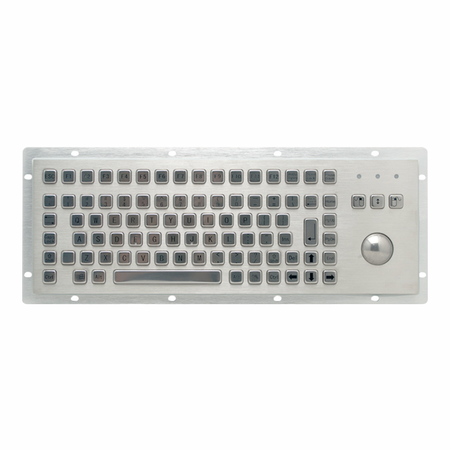 研龙HS392G6 金属轨迹球键盘90键 不锈钢键盘嵌入式 工业USB接口键盘独立F1~F12
