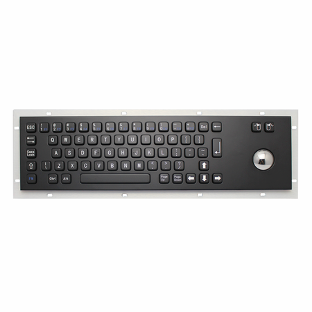 研龙HS392G5-BL 黑色嵌入式 不锈钢金属大工业键盘 带轨迹球鼠标